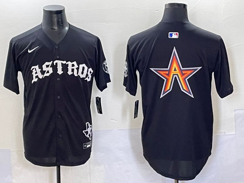 Men 2025 Houston Astros Blank Black Seven generations Joint Name Nike MLB Jersey style 8->houston astros->MLB Jersey